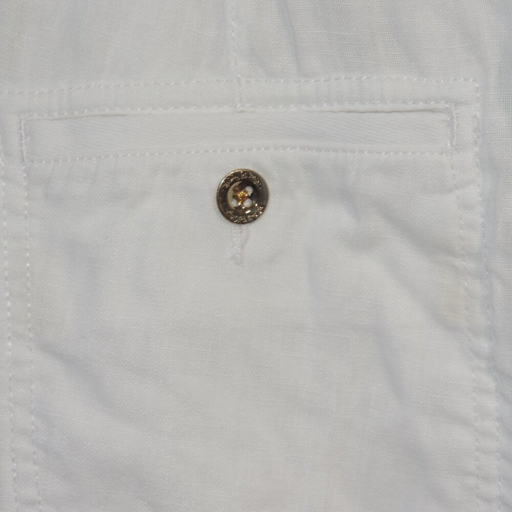 Lilly Pulitzer Beach Pants Sz 12 White Linen Wide Leg Pull On Drawstring Pockets - Picture 10 of 14